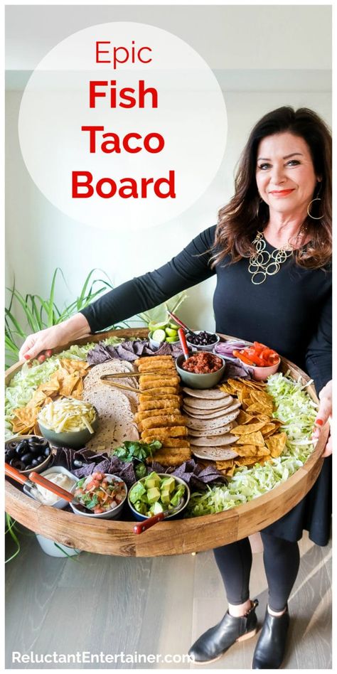 Taco Tuesday Epic Fish Taco Board Taco Party Ideas, Taco Board, Dinner Fish, Taco Toppings, Fish Taco, Taco Party, Charcuterie Inspiration, Big Board, Party Food Platters