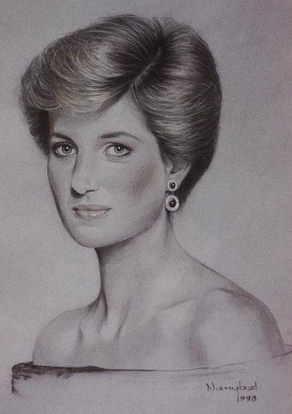 Princess Di by Nanybel Salazar on ARTwanted Princess Diana Sketch, Disney Princess Pencil Sketch, Princess Diana Side Profile, Princess Pencil Drawings, Princess Diana Portrait Painting, Princess Diana Pencil Sketch, Pencil Portrait Drawing, Prins William, Princess Diana Photos