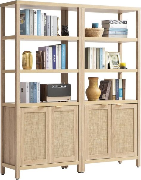 Amazon.com: SICOTAS Bookshelf 5 Tier Book Shelf Rattan Boho Tall Bookcase with Doors Storage Wood Shelves Large Bookshelves Farmhouse Bookcases Book Case for Living Room Bedroom Home Office Kitchen (Natural 3PCS) : Home & Kitchen Rattan Bookshelf, Farmhouse Bookshelves, Shelf Rattan, Shelves Large, Farmhouse Bookcases, Bookcase With Doors, Large Bookshelves, Tall Bookcase, 5 Shelf Bookcase