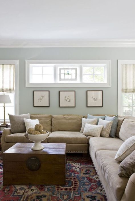 Benjamin Moore paint Tranquility Popular Living Room Colors, Turquoise Living Room Decor, Colors Bedroom, Living Room Turquoise, Family Room Colors, Popular Living Room, Living Room Wall Color, Room Wall Colors, Living Room Color Schemes