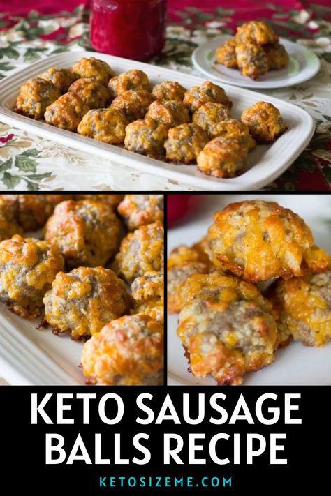 This Keto Sausage Balls recipe is a family favorite. If you visit our home during the holidays, you're in for a treat. I can't wait for you to make this recipe. I am sharing it with you because I know how much you're going to love it. You can make these ahead and freeze them. These savory keto sausage balls are great for holiday parties, baby showers, and potlucks! #lowcarb #ketodiet #ketorecipe Sausage Balls With Almond Flour, Keto Sausage Recipes, Keto Sausage Balls, Keto Sausage Recipe, Sausage Balls Recipe, Keto Sausage, Sage Sausage, Keto Holiday, Bisquick Recipes