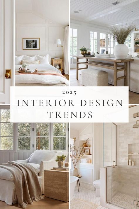 Interior Design Trends for 2025: Beautiful Home Decor Ideas to Try Now – jane at home Trends 2025 Interior Design, 2025 Interior Design Trends, Types Of Decor Styles Interior Design, 2024 Bedroom Trends, Pure Salt Interiors, Kate Marker Interiors, Modern Cottage, Interior Design Mood Board, Wall Molding