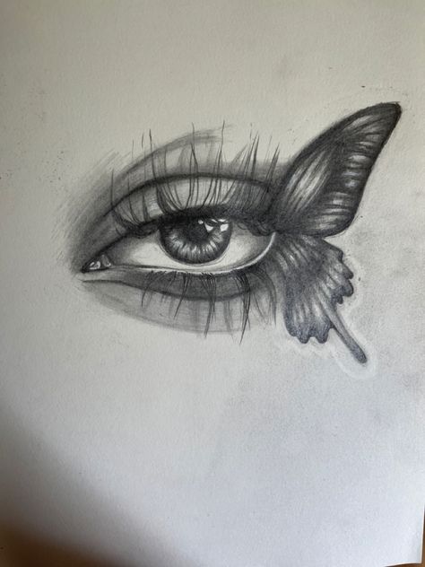 Eye With Butterfly Drawing, Eye Butterfly Drawing, Thermal Colors Art, Butterfly With Eyes Drawing, Fierce Eyes Drawing, Butterfly Eyes Drawing, Butterfly Eye Drawing, Unique Sketches Creative, Creative Eye Drawings