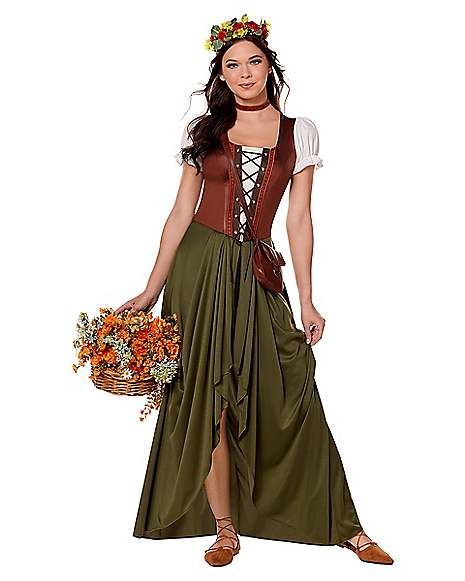 Adult Medieval Maiden Costume - Spirithalloween.com Medieval Dress, Medieval Costume Women, Medieval Maiden, Maiden Costume, Home Halloween Costumes, Scottish Clothing, Medieval Costume, Maid Outfit, Medieval Times