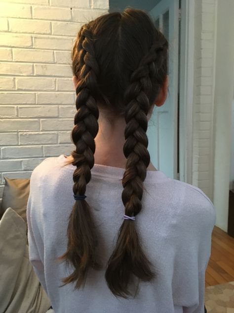 Hogwarts Hairstyles, Easy Two Braids Hairstyles, Xgen Hair, Full Bangs Long Hair, Cute Volleyball Hairstyles, Double Braids, Volleyball Hairstyles For Long Hair, Volleyball Hair, Two French Braids