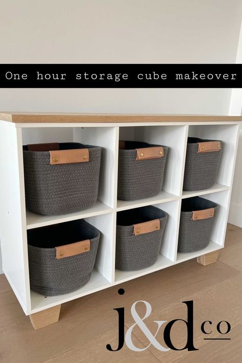 Storage cube with DIY oak legs and top Storage Cube Makeover, Cube Makeover, Diy White Concrete Countertops, Concrete Countertop Forms, Diy Cube Storage, Build A Loft Bed, Wood Plank Ceiling, Diy Console, White Concrete Countertops