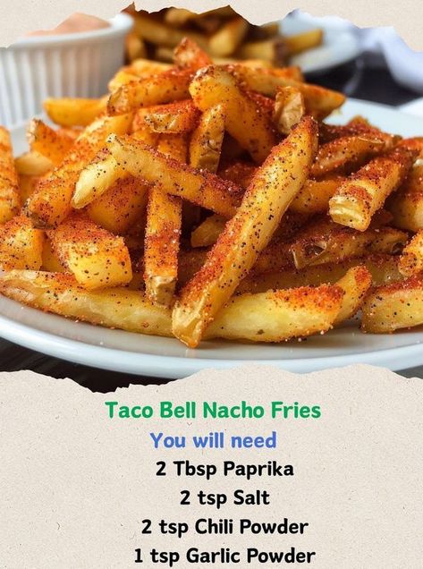 Alexander's Recipes Taco Bell Fries, Cheesy Jalapeno Dip, Taco Bell Nacho Fries, Food Fries, Nacho Fries, Taco Bell Recipes, Fried Tacos, Ore Ida, Heavenly Recipes