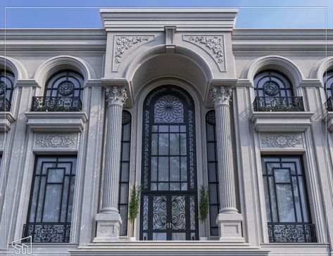 #exterior #neo #classic #facade #villa #KSA #Qatar #uae #home #decor #trend #2024 #luxury #elevation Bonito, Neo Classic Villa Exterior, Neo Classic Villa, Classical Villa, Classic Facade, Classic Villa, Trend 2024, Neo Classical, Neo Classic