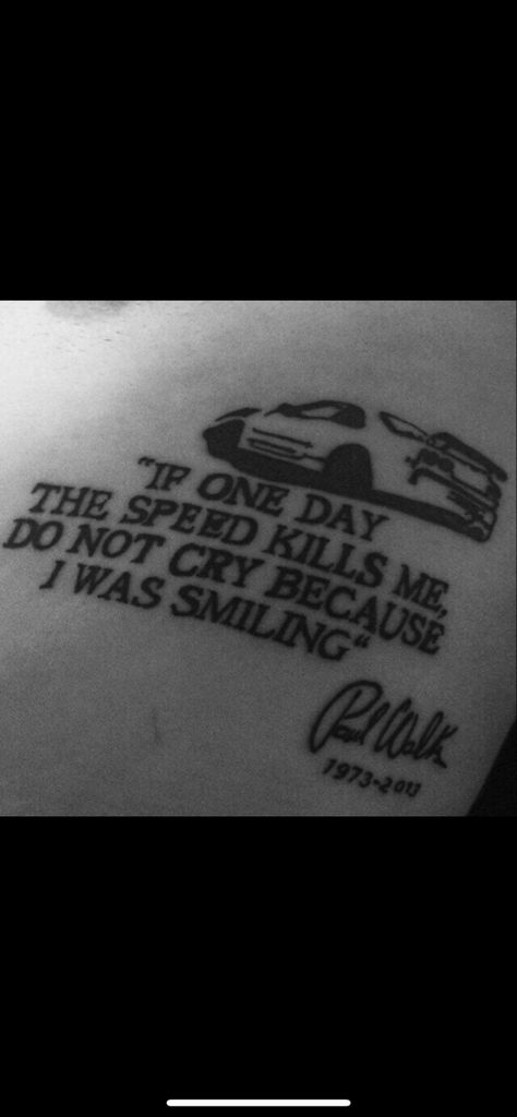 Speed Kills Tattoo, If One Day Speed Kills Me Tattoo, Speed Tattoo Ideas, If One Day Speed Kills Me, Motocross Tattoo For Men, Car Tattoo Ideas For Men, Bmw Tattoo Ideas, Monster Can Ideas, Bmw Tattoo