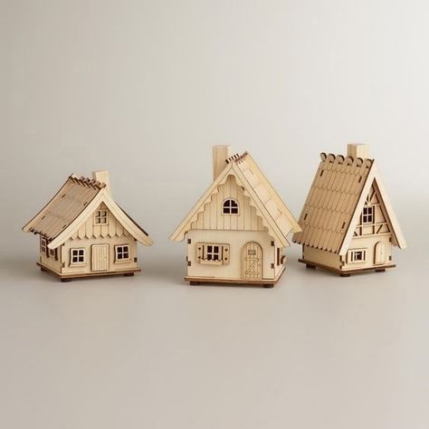 Popsicle Stick Houses, Wood Houses, Cottage In The Woods, Wooden Houses, Popsicle Stick Crafts, Miniature Houses, House Roof, Fairy Houses, Mini House