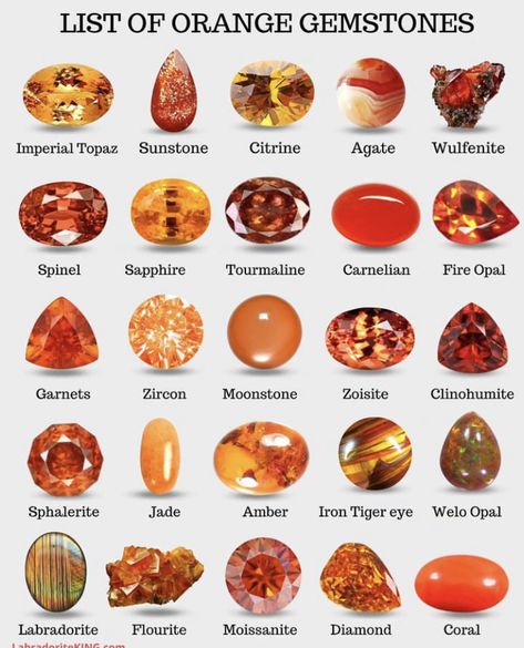 #gemstones #crystals #crystalhealing Orange Gemstones, Gemstones Chart, Jewelry Knowledge, Orange Gem, Magic Stones, Pretty Rocks, Crystal Healing Stones, Mineral Stone, Minerals And Gemstones