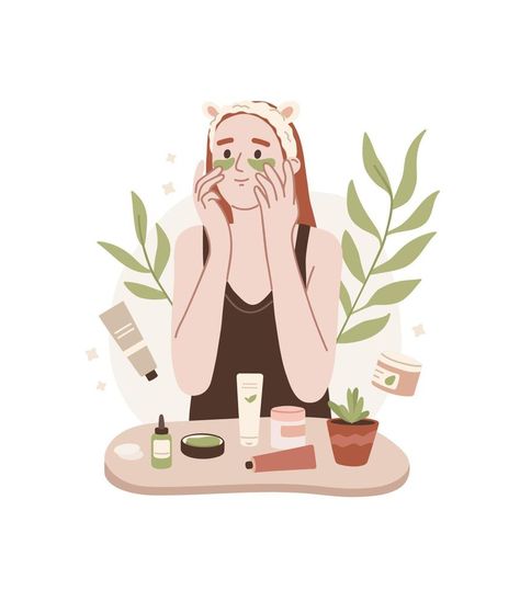 Skincare Routine Graphic, Skin Care Profile Picture, Skin Care Cartoon, Logo Online Shop, Skin Care Pictures, 21st Birthday Photoshoot, Instagram Feed Ideas Posts, Flat Vector Illustration, Vigan