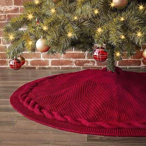 Christmas tree skirts: the best tree collars to buy in 2021 Rustic Tree Skirt, Felt Tree Skirt, Red Christmas Tree Skirt, Xmas Tree Skirts, Christmas Knit, Christmas Tree Dress, Mini Stockings, Felt Tree, Knit Stockings