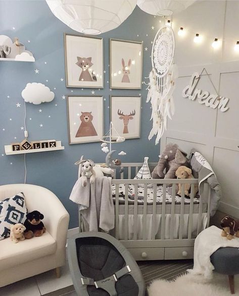 small space nursery Blue Gray Nursery, Baby Room Boy, Scandinavian Baby, Kura Bed, Baby Boy Room Decor, Girl Nursery Room, Baby Boy Room Nursery, Baby Room Design, Blue Nursery