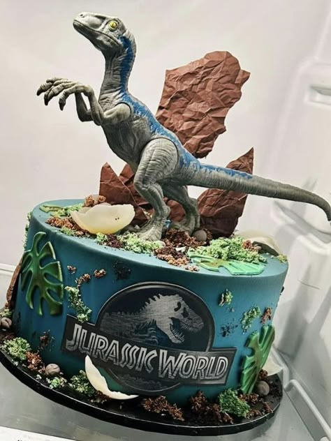 Dinosaur Cakes For Boys, Jurassic Party Ideas, Jurassic World Cake, Rapunzel Birthday Cake, Dino Birthday Cake, 3rd Birthday Party For Boy, Jurassic Park Birthday Party, Jurassic Park Party, Dinosaur Birthday Theme