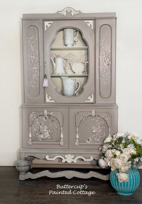 Jacobean China Cabinet, Wood China Cabinet, Antique China Cabinet, Country Dining Room, Painted China Cabinets, Antique China Cabinets, French Country Dining Room, Country Dining Rooms, French Country Dining