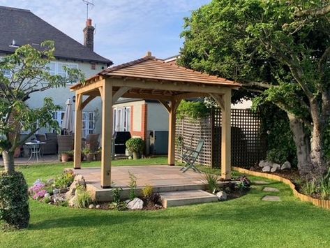 Shire Oak - Oak Framed Gazebos & Pergolas Oak Gazebo, Cedar Shingle Roof, Tub Enclosures, Wooden Gazebo, Seaside Theme, Backyard Gazebo, Cedar Shingles, Outdoor Material, Garden Buildings