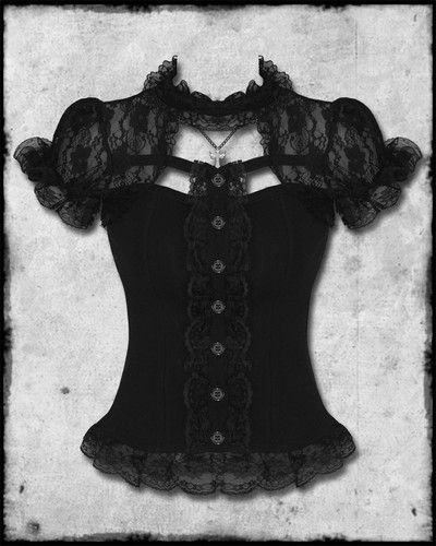 HELL BUNNY BLACK LACE STEAMPUNK GOTHIC LOLITA SHORT SLEEVE NIHILIST CORSET TOP Black Lace Corset, Gothic Tops, Look Retro, Gothic Clothes, Gothic Outfits, Goth Outfits, Steampunk Fashion, Gothic Lolita, Dream Clothes