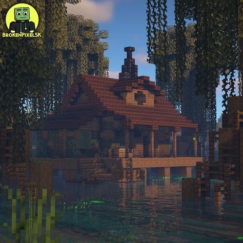 Swamp house & custom mangrove trees in Minecraft Mangrove And Birch House Minecraft, Minecraft Custom Swamp Tree, Minecraft Mangrove Mansion, Minecraft Swamp House Easy, Mincraft Idea Houses Mangrove, Swamp Biome Minecraft House, Minecraft Swap House, Mincraft Idea Houses Swamp, Mangrove Roots Minecraft