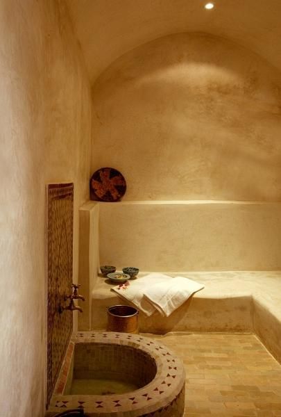 hammam - morocco barefootstyling.com Hammam Bathroom, Moroccan Bathroom, Sauna Steam Room, Spa Interior, Spa Design, Salon Interior Design, Hammam Towels, Steam Room, Dream Bathrooms