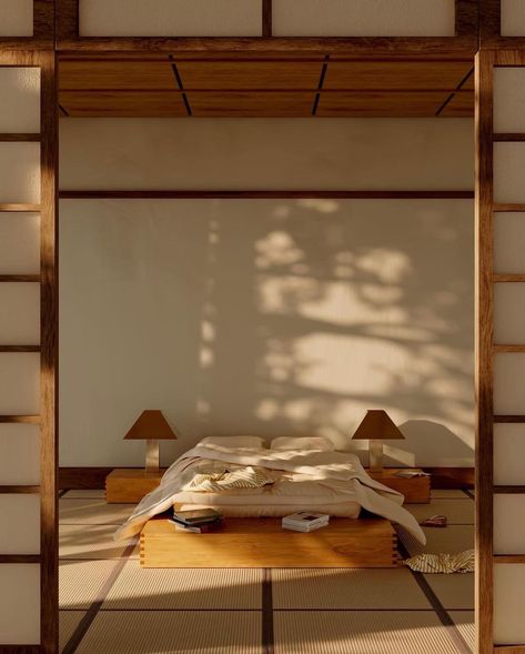 The Ryokan House - Designed by @charlottetaylr x @studiocastay - - - - - #architecture #architecturedesign #architecturelovers… | Instagram Japanese Bedroom Design, Japanese Inspired Bedroom, Japanese Inspired Home, Charlotte Taylor, Japanese Bedroom, Tatami Room, Asian Interior, Japanese Interiors, Living Area Design