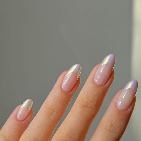 18K likes, 41 comments - amberjhnails le March 25, 2022: "Iridescent tips🦄 Created using @the_gelbottle_inc Cashmere, Gossip With Iridescent chrome ..." Opalescent French Tip Nails, Iridescent French Tips, Iridescent French Nails, Irradecent Nail Designs, Irredescent Nails French Tip, Iridescent Nails French Tip, Irredecent Nail Designs, Irridecent Design Nails, Iridescent French Tip Nails