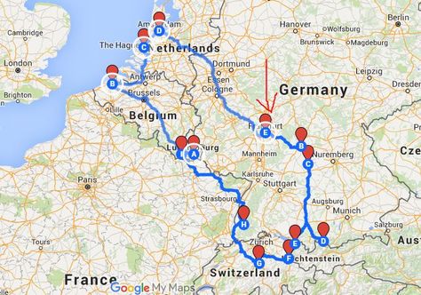 Looking for an epic European road trip route? We've got you covered! Hit 8 countries in just 7 days and experience European culture! European Road Trip, Road Trip Map, Road Trip Europe, Road Trip Routes, Motorcycle Travel, Travel Route, Netherlands Travel, Destination Voyage, Best Diy