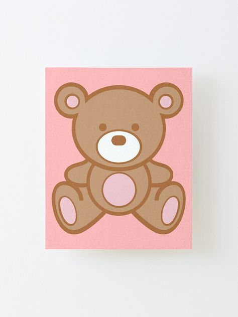 Canvas Art For Nursery, Teddy Bear Painting Canvas Easy, Cute Bear Painting Easy, Simple Bear Painting, Teddy Bear Painting Easy, Teddy Bear Painting Canvas, Easy Bear Painting, Cute Bear Painting, Trendy Paintings Aesthetic Easy