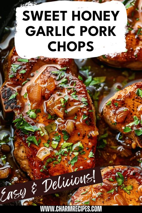 Discover how to make Sweet Honey Garlic Pork Chops that are bursting with flavor! This easy recipe transforms ordinary pork chops into a delightful dish with delicious honey and savory garlic flavors. Perfect for a quick weeknight dinner or a weekend gathering, these pork chops are sure to impress anyone around the table. Paired beautifully with steamed veggies or a fresh salad, enjoy this mouthwatering meal that brings excitement to your pork chop routine. Perfect for family dinners and easy meal prep. Friend Pork Chops, Hawaiian Pork Chop Recipes, Pork Loin Chop Recipes Oven Baked, Honey Garlic Glazed Pork Chops, Pork Chop And Squash Recipes, Pork Honey Garlic, Honey Garlic Pork Chops Skillet, Boneless Chops Recipes, Low Carb Pork Chop Dinner