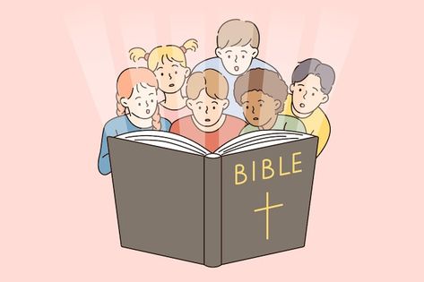 Bible Pictures For Kids, Reading Bible Illustration, Reading Bible Pictures, Alkitab Aesthetic, Jesus With Kids, Bible Illustrations Art, Childrens Bible Study, Bible Clipart, Bible Cartoon