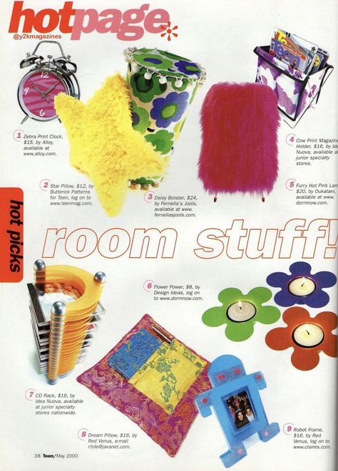 Y2k Magazine, 2000s Magazines, Dream Pillow, Magazine Spreads, Room Stuff, Butterick Pattern, Star Pillows, Retro Futurism, My New Room