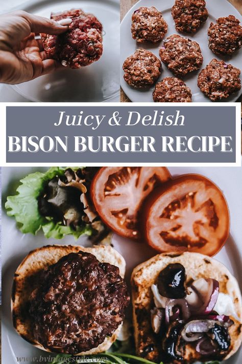 Bison burgers, also known as buffalo burgers, have become a popular alternative to traditional beef burgers due to their leaner composition and unique flavor. These mouthwatering burgers pack a punch of taste and nutrition, making them a worthy addition to your recipe book! Bison Meat Recipes, Bison Burger Recipe, Easy Entertaining Food, Buffalo Burger, Burger Patty Recipe, Bison Recipes, Smash Burger Recipe, Buffalo Burgers, Burger Mix