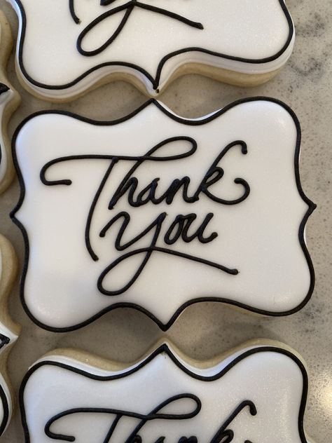 Thank You Sugar Cookies, Thank You Cookies Decorated, Thank You Cookies, Thank You Flowers, Plaque Cookies, Sugar Cookie Frosting, Cookies Decorated, Icing Cookies, Royal Icing Cookies