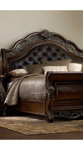 I love this bed! Traditional Beds, Bridal Room Decor, Storage Bed Queen, Wood Bed Design, King Sized Bedroom, Sleigh Bed, Traditional Bed, King Bedroom Sets, Beds And Headboards