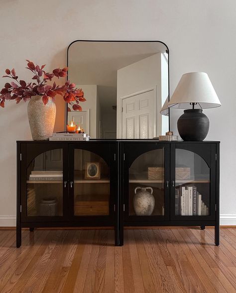 Arch Sideboard, Sideboard Gold, Decor Cabinet, Sideboard Styles, Target Decor, Sideboard Decor, Arched Wall, Console Table Styling, Black Console Table