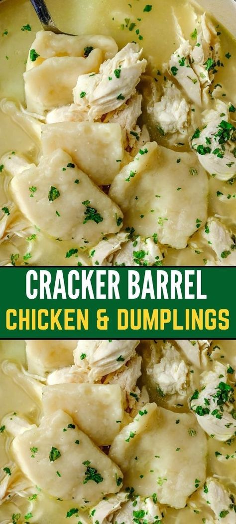 Cracker Barrel Chicken And Dumplings Recipe, Cracker Barrel Chicken And Dumplings, Chicken And Dumplin Recipe, Dumplin Recipe, Chicken And Dumpling Soup, Drop Dumplings, Cracker Barrel Chicken, Copycat Cracker Barrel, Cracker Barrel Recipes