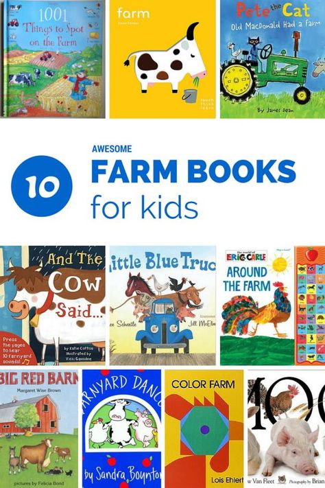 10 AWESOME FARM BOOKS  for kids by Mommy University at www.MommyUniversityNJ.com are you visiting a farm or if your kids love farm animals this is a list of recommended farm books that range from touch and feel to encourage learning about shapes and colors. Farm Animal Books For Toddlers, Books About Farms For Preschool, Toddler Farm Books, Farm Books For Toddlers, Farm Animal Books For Preschool, Farm Books For Kids, Preschool Farm Books, Farm Books For Preschool, Farm Animals Preschool Theme