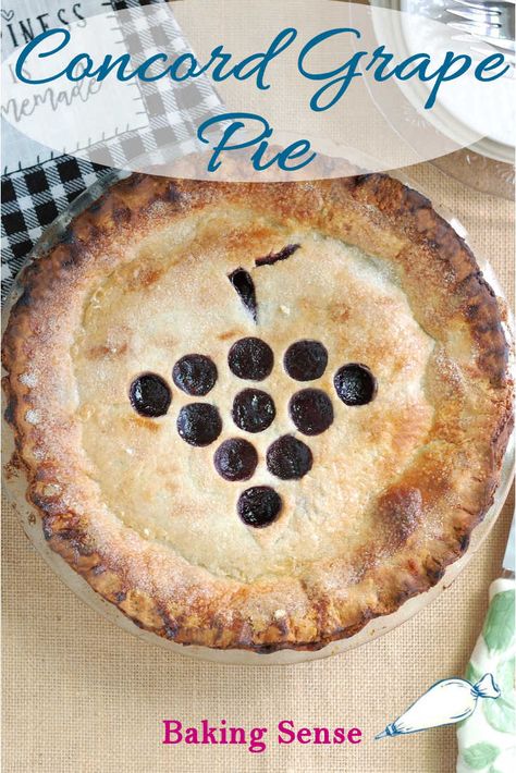 Fresh Concord Grape Pie is a seasonal treat just bursting with the amazing flavor and color of this special grape variety. If you get a hold of some fresh concord grapes, drop everything and make this pie. #recipe #from scratch #best #how to #homemade #filling Concord Grape Pie, Concord Grape Recipes, Grape Pie, Concord Grapes, Cranberry Cake, Grape Jam, Frozen Grapes, Pie Filling Recipes, Sweet Pies