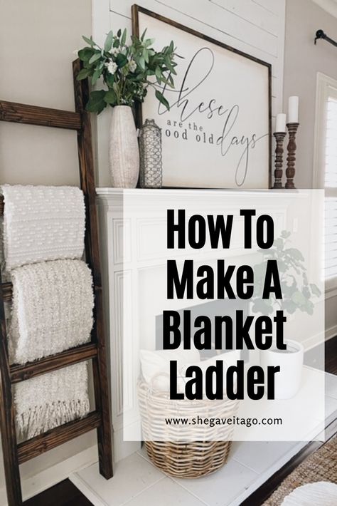 Make A Blanket Ladder, Blanket Ladders, Make A Blanket, Organizar Closet, Diy Blanket, Diy Blanket Ladder, Hemma Diy, Deco Nature, Diy Casa