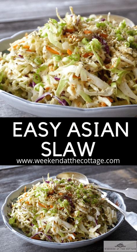 Asian Coleslaw Dressing, Asian Coleslaw Recipe, Asian Slaw Recipe, Quick Salad Recipes, Asian Dressing, Slaw Recipe, Quick Salads, Asian Slaw, Asian Salad