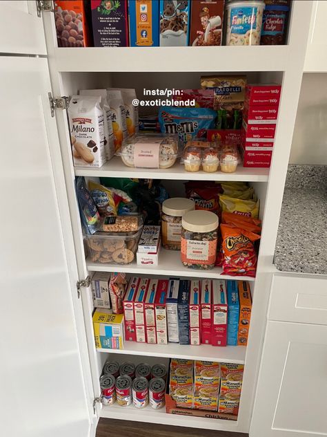 Full Pantry Aesthetic, Food Pantry Aesthetic, Small Pantry Aesthetic, Snack Drawer Aesthetic, Snack Cart Aesthetic, Pantry Organization Aesthetic, Fully Stocked Pantry, Snack Pantry Aesthetic, Snack Pantry Goals