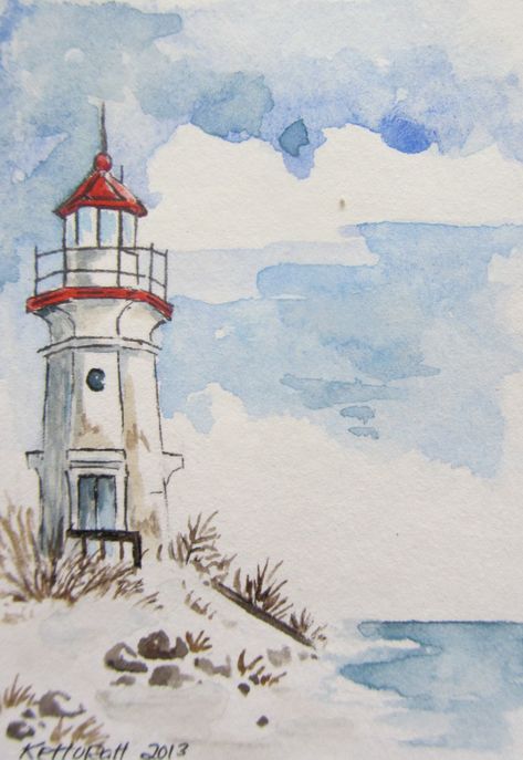 Great Lake Lighthouse Watercolor Lighthouse Watercolor, Watercolor Lighthouse, Lake Lighthouse, Lighthouse Painting, Lighthouse Art, 수채화 그림, Watercolour Art, Watercolor Inspiration, Water Painting