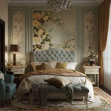 Vintage Indian Bedroom, American Classic Bedroom, Victorian Style Bedroom, Modern Victorian Bedroom, Victorian Style Interior, Cali House, Peacock Bedroom, Nyc Bedroom, Vintage Bedroom Ideas