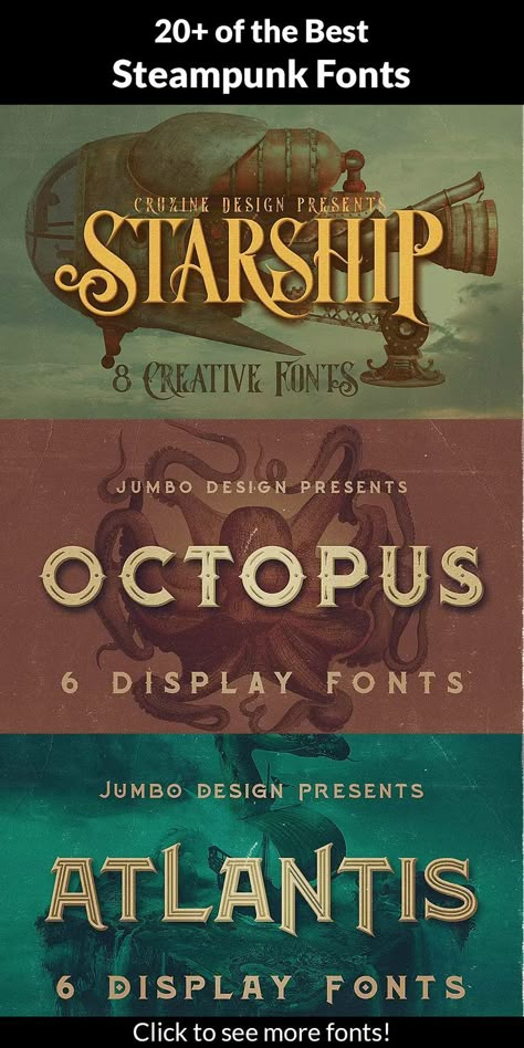 Steampunk Lettering Fonts, Steampunk Poster Design, Steampunk Logo Ideas, Steampunk Font Alphabet, Steampunk Website Design, Creative Typeface Design, Steampunk Logo Design, Steam Punk Graphic Design, Fonts For Design