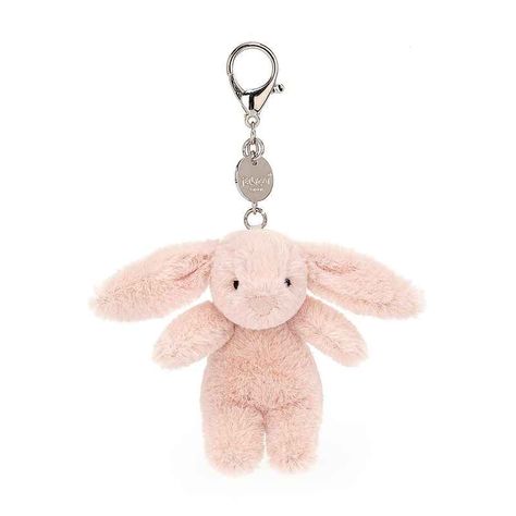 Bring some blush to your backpack! The Bashful Blush Bunny Bag Charm brings a little splash of sweetness to any bag.  Soft as sorbet in raspberry pink, this mini bunny has a silver clip and tag.  Keep a bobtail bopping wherever you wander! Bashful Bunny, Jellycat Bashful, Jellycat Bunny, Mini Bunny, Bunny Bags, Cat Keychain, Raspberry Pink, Toy Bags, Birthday Wishlist