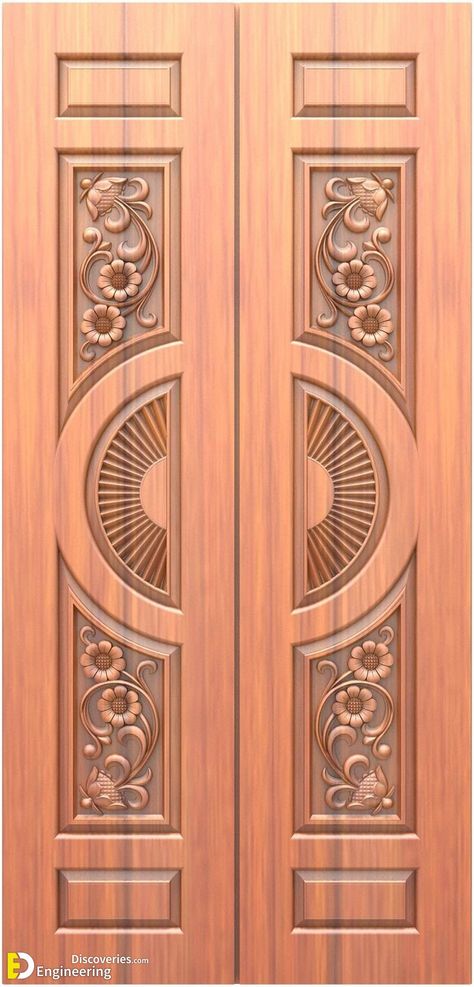 Wooden Main Door Design Ideas - Engineering Discoveries Main Double Door Design Wood Modern, Double Door Main Door Designs, Front Door Ideas Double Doors, Dabal Door Design Wood Modern, Main Door Carving Design Double Door, Main Door Carving Design Entrance, Double Door Carving Design, Double Door Design Wood Modern, Dabal Door