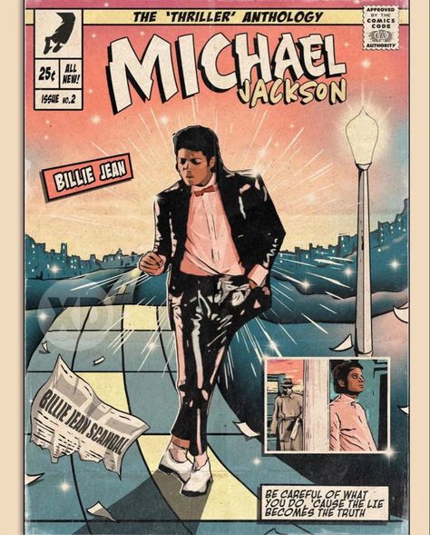 Michael Jackson Vintage Poster, Michael Jackson Poster Art, Michael Jackson Comic Art, Music Comic Art, Michael Jackson Posters, Mj Poster, Michael Jackson Aesthetic, Collage Poster Design, Michael Jackson Billie Jean