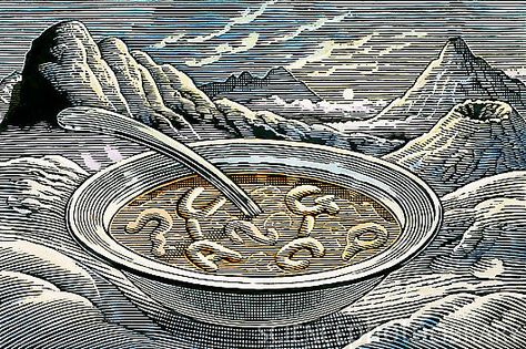 Primordial Soup cartoon Bowl Of Soup Illustration, Soup Cartoon, Origin Of Life On Earth, Primordial Soup, Aquarium Home, Living Luxury, Life On Earth, Bowl Of Soup, Soup Bowl