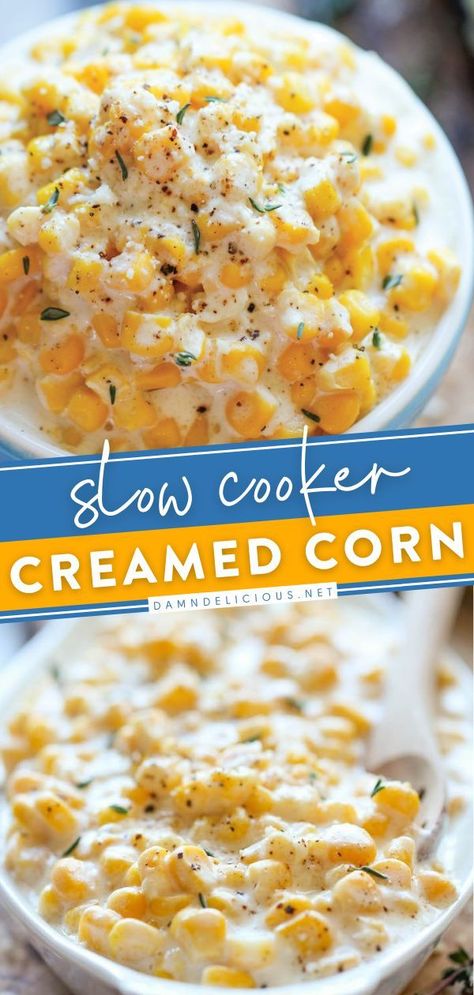 Crockpot Sides For Easter, Slow Cooker Cream Corn, Easter Sides Crockpot, Easter Dinner Ideas Crockpot, Easter Corn Side Dishes, Thanksgiving Sides Crockpot Easy Recipes, Must Have Thanksgiving Dishes, Thanksgiving Sides Dishes Crockpot, Easter Side Dishes Crockpot