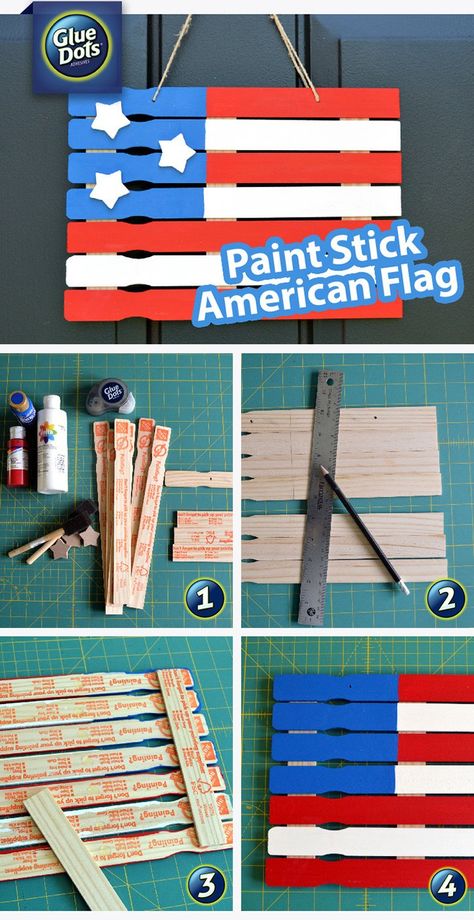 4th Of July, American Flag, Paint Sticks Projects, American Flag Painting, Flag Painting, Painted Sticks, Appliance Repair, Popsicle Sticks, Holiday Decorations